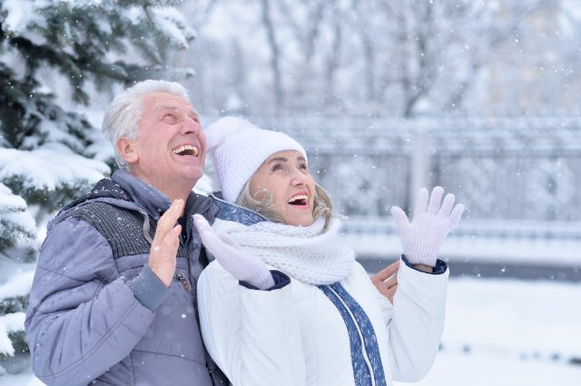 Resident enjoying winter holiday crafts